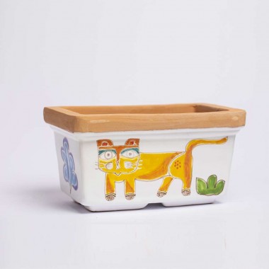 Vaso ceramica Porta Pianta gatto Folk VSPRGT Vaso ceramica Porta Pianta gatto Folk VSPRGT
